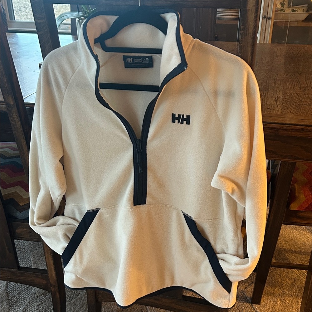 Helly Hansen women’s Large  1/2 Zip-Up Cream and Navy fleece. Never worn